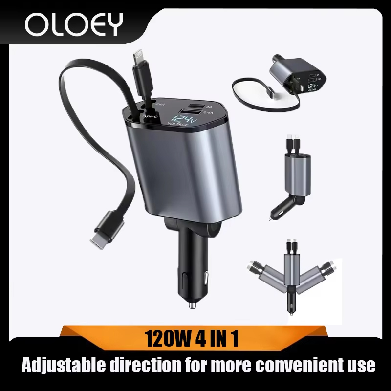 Fast Charging Cable - 120W 4 in 1 retractable car