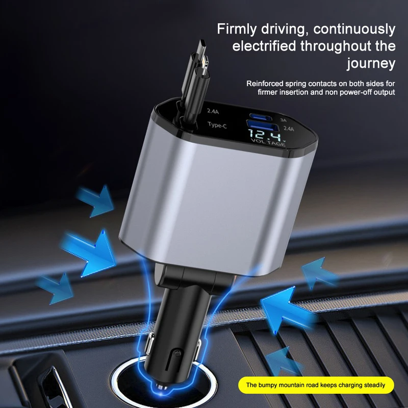 120W 4 in 1 retractable car ch - Fast Charging Cable 评论和价格