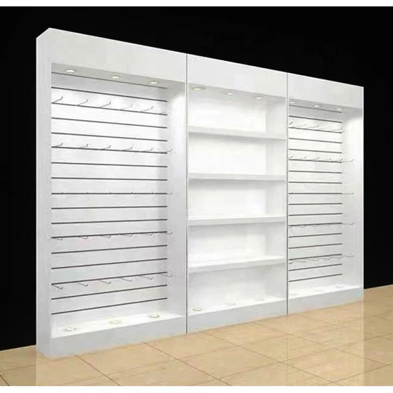 custom，Wooden Slatwall Mobile  - Phone Accessories Cabinet 评论和价格