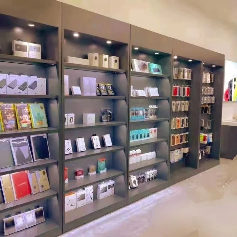 custom，Wooden Slatwall Mobile  - Phone Accessories Cabinet 评论和价格