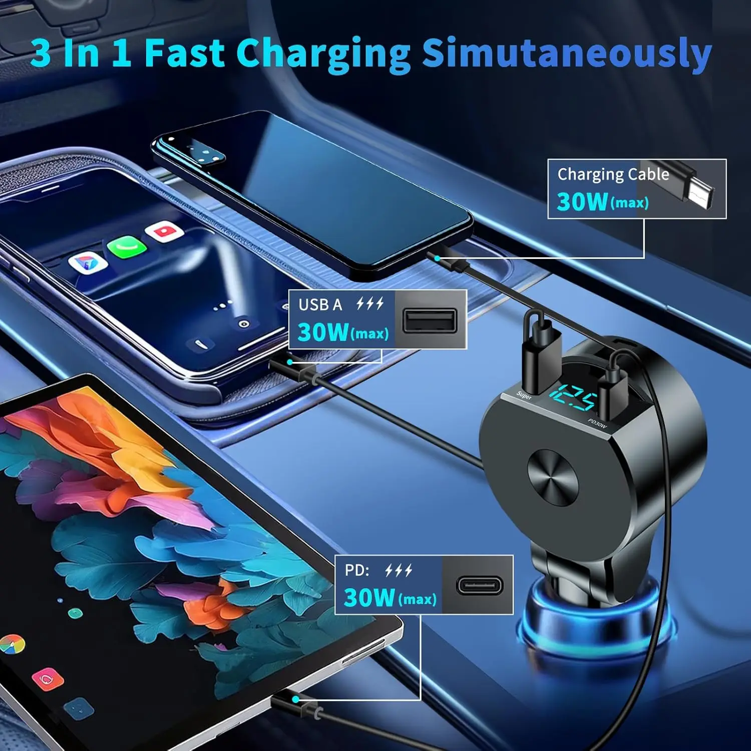Upgraded Retractable Car Charg - Fast Charging Cable 评论和价格